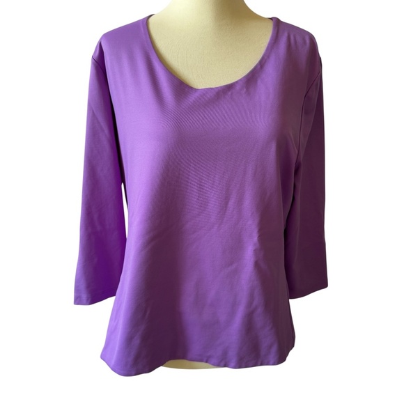 LBH TOP 3/4 SLEEVE NYLON SPANDEX LIGHTWEIGHT CASUAL STRETCHY SLEEK VERSATILE XL - Picture 2 of 11